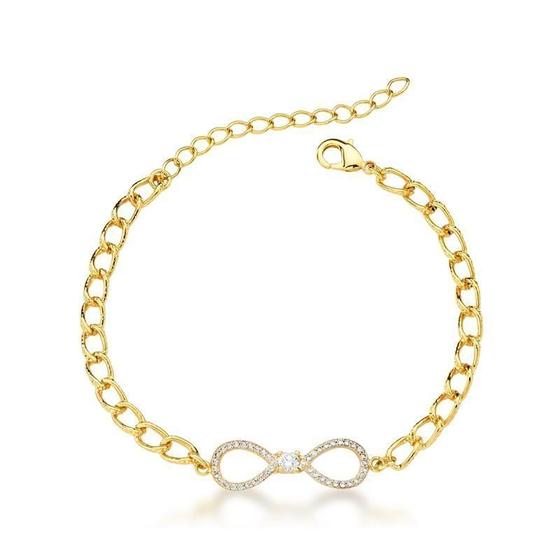 Imagem de Pulseira elo trabalhado com passante infinito cravejado 