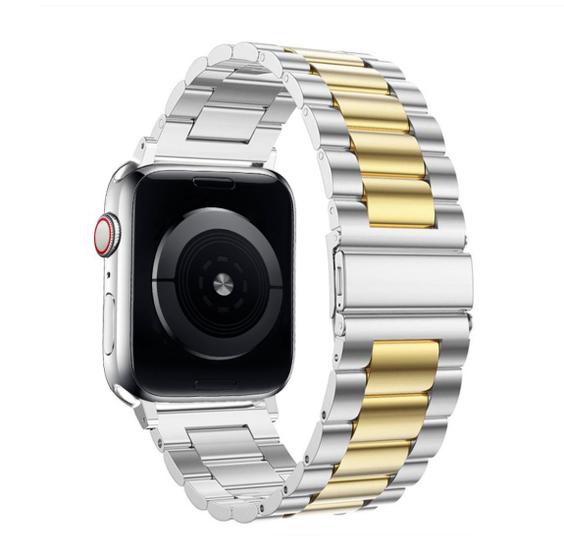 Imagem de Pulseira Elos Clássica Aco Inox Prata Gold Compatível com Apple Watch