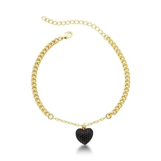 Imagem de Pulseira  elos com coração cravejado 