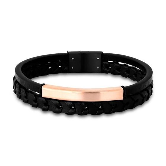 Imagem de PULSEIRA EM material sintético DUAS VOLTAS COM PLACA LISA EM AÇO