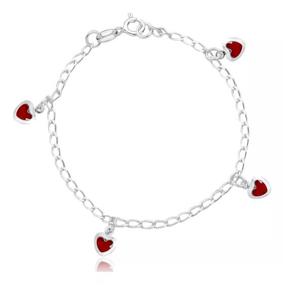 Imagem de Pulseira em Prata 925 com Pingentes de Coração