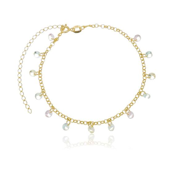 Imagem de Pulseira em Prata Banhada a Ouro com Zircônias Coloridas
