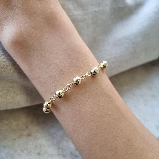 Imagem de Pulseira Esferas Modernas Banho Ouro 18K / Prata 925