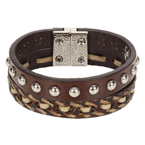 Imagem de Pulseira Fabricada em Couro Bordado com Rebites - Pyramid Country 16968