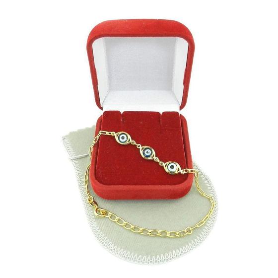 Imagem de Pulseira Feminina 17/22Cm Olho Grego 6Mm Folheado Ouro Pl271