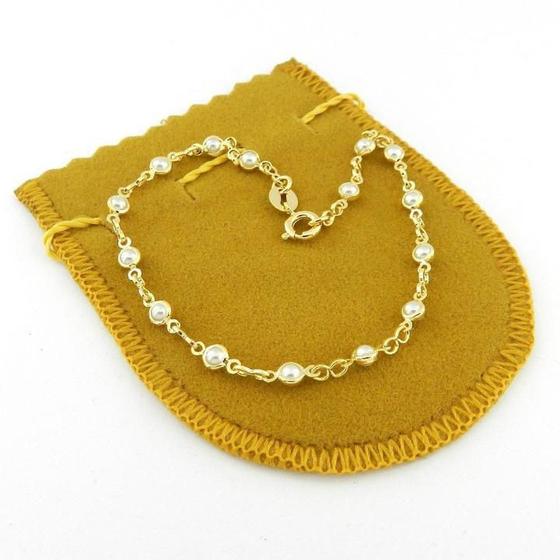Pulseira Feminina 17cm Perola 3mm Folheada Ouro PL331 Menor preço em Pulseira Feminina 17cm Perola 3mm Folheada Ouro PL331
