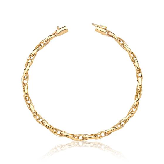 Imagem de Pulseira Feminina 18 Cm Elos Trançados Ouro Puro 18k