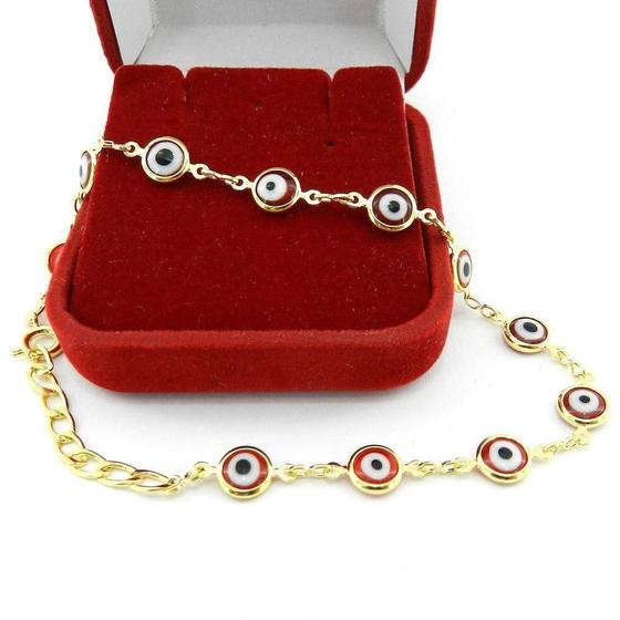 Imagem de Pulseira Feminina 19/23Cm 6Mm Olho Grego Folheada Ouro Pl338