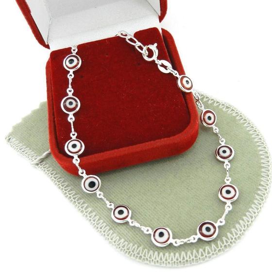 Imagem de Pulseira Feminina 19/23Cm + Olho Grego Folheada Prata Pl499