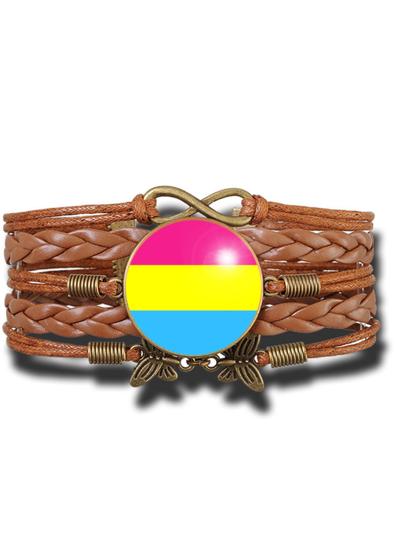 Imagem de Pulseira Feminina Bandeira do Orgulho Pansexual Ajustável