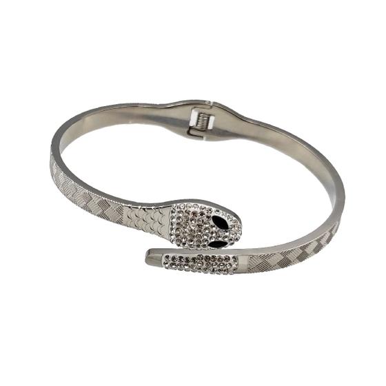 Imagem de Pulseira Feminina Cobra Bracelete Em Aço Inoxidável Com Strass