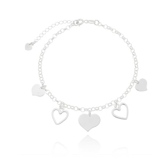 Imagem de Pulseira Feminina Com Coração prata 925