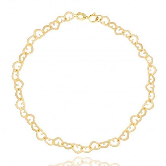 Imagem de Pulseira Feminina Com Elo Coração Corações Em Ouro 18k