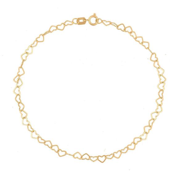 Imagem de Pulseira Feminina De Ouro 18k Coração 3mm Maciço