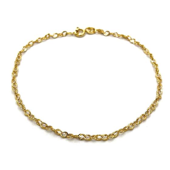 Imagem de Pulseira Feminina de Ouro 18k Elo Trabalhado Meia Corda