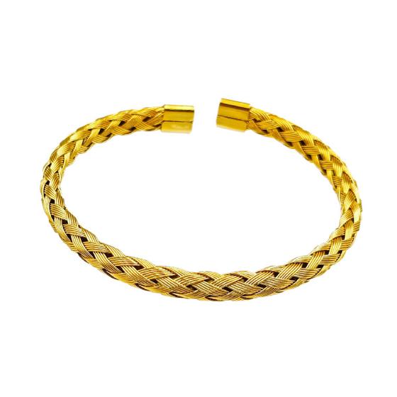 Imagem de Pulseira Feminina Em Aço Inoxidável Trançadas Elegantes Bracelete