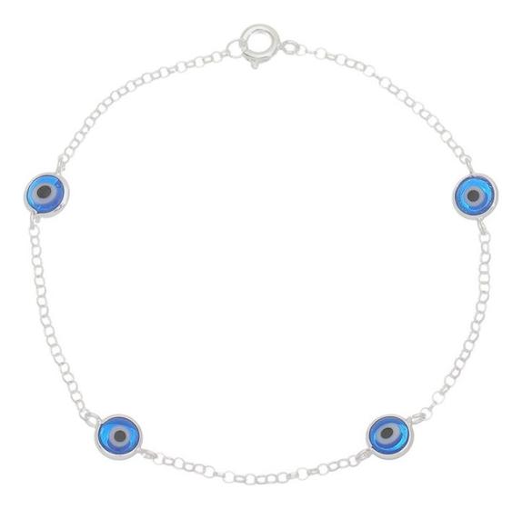 Imagem de Pulseira Feminina Em Prata 925 Com Bolinhas Olho Grego