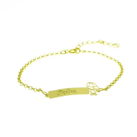 Imagem de Pulseira Feminina Nome Pedro Banhada Ouro 18K - 1080257