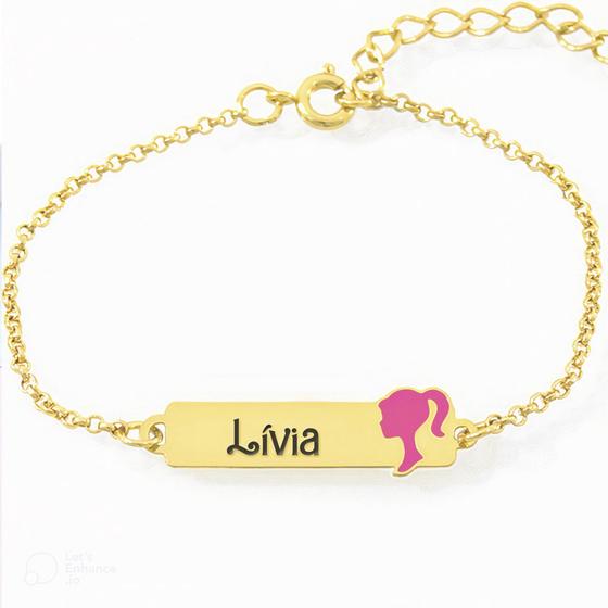 Imagem de Pulseira Feminina Personalizada Nome Lívia Banhada Ouro 18K - 999002410