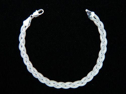Imagem de Pulseira Feminina Trançada Italiana 3 Fios Em Prata 925 18cm