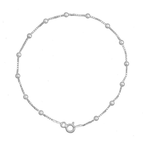 Imagem de Pulseira Feminina Veneziana Bolinha 18cm De Prata Maciça 925