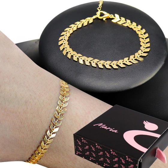 Imagem de Pulseira feminino dourada escama bracelete presente moda