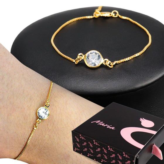 Imagem de Pulseira feminino dourada ponto luz bracelete luxo atacado