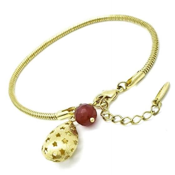 Imagem de Pulseira Fio Alemão Com Pingentes Banho Ouro 18k 433
