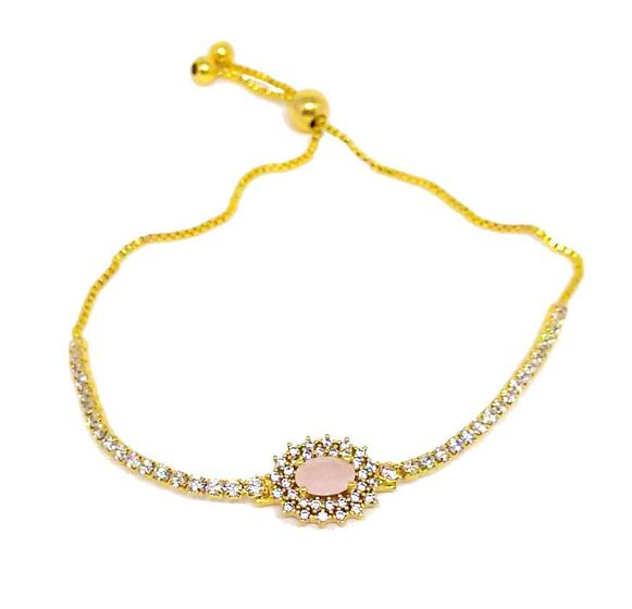 Imagem de Pulseira Folheada a Ouro 18k Modelo Regulagem com Zirconia