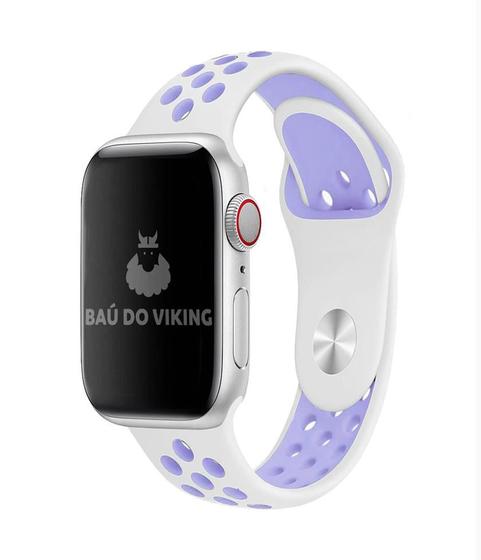 Imagem de Pulseira Furos Compatível Com Apple Watch Branco/Lilás