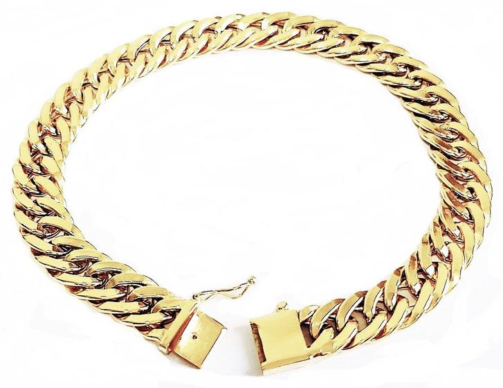 Imagem de Pulseira Groumet Elo Duplo Feminina 17cm 10.0 grama em Ouro 18k