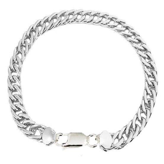 Imagem de Pulseira Groumet Elo Duplo Masculina 21cm 19.0 grama em Prata 925