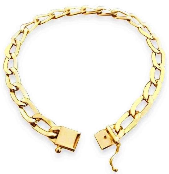 Imagem de Pulseira Groumet Elo Longo com Fecho Gaveta Masculina 18cm 4.7 grama em Ouro 18k