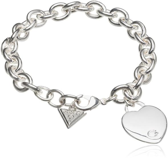 Imagem de Pulseira GUESS Basic - Prata com Logo G e Pingente de Coração