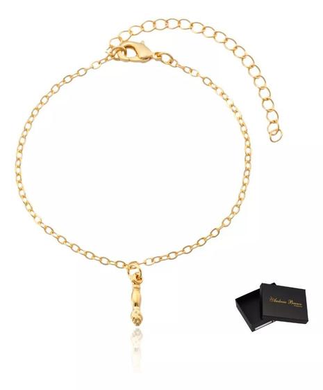 Imagem de Pulseira Infantil Bebê Com Figa Figuinha Banhada A Ouro 18k