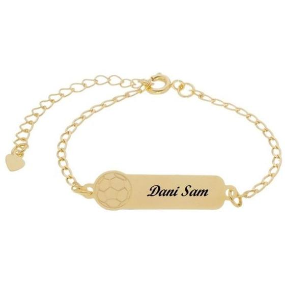 Pulseira Infantil Bola Personalizada a Laser Banhado a ouro Menor preço em Pulseira Infantil Bola Personalizada a Laser Banhado a ouro