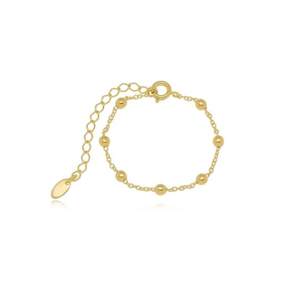 Imagem de Pulseira Infantil Bolinha Banhada A Ouro 18K