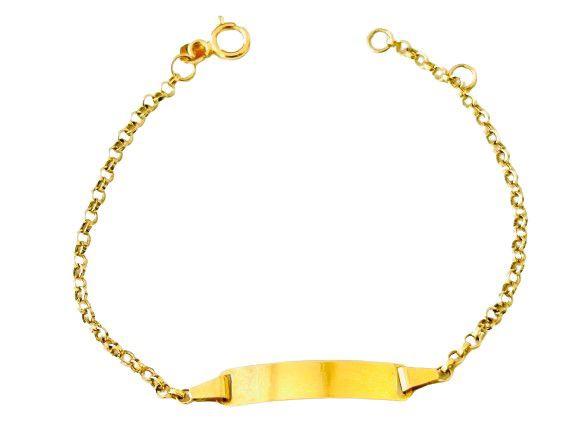 Imagem de Pulseira Infantil Chapinha Ouro 18K - 1.59