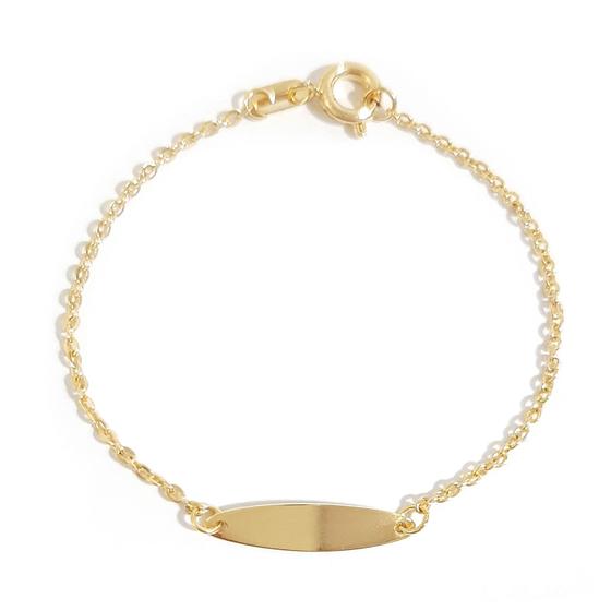 Imagem de Pulseira Infantil de Plaquinha Oval Banhada a Ouro