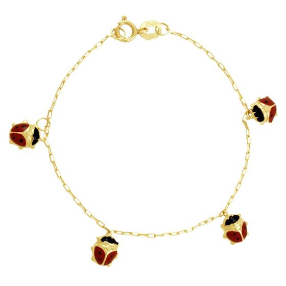 Pulseira Infantil em Ouro 18K Joaninha - AU3404 Menor preço em Pulseira Infantil em Ouro 18K Joaninha - AU3404