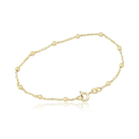 Imagem de Pulseira Infantil em Prata Banhada a Ouro 18K com Bolinhas - 15cm