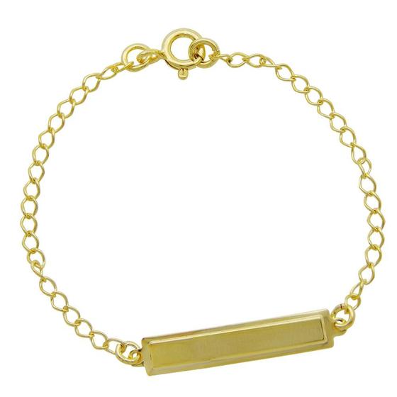 Pulseira Infantil Folheada a Ouro 18k com Placa Menor preço em Pulseira Infantil Folheada a Ouro 18k com Placa