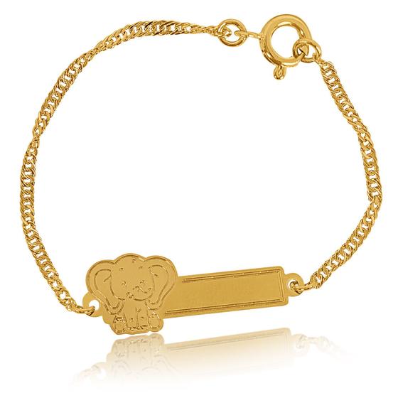 Pulseira Infantil Gravação Elefante Folheado a Ouro 18k Menor preço em Pulseira Infantil Gravação Elefante Folheado a Ouro 18k