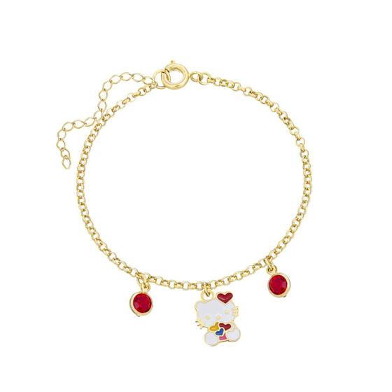 Imagem de Pulseira Infantil Hello Kitty Resinada com Pedras Folheado a Ouro