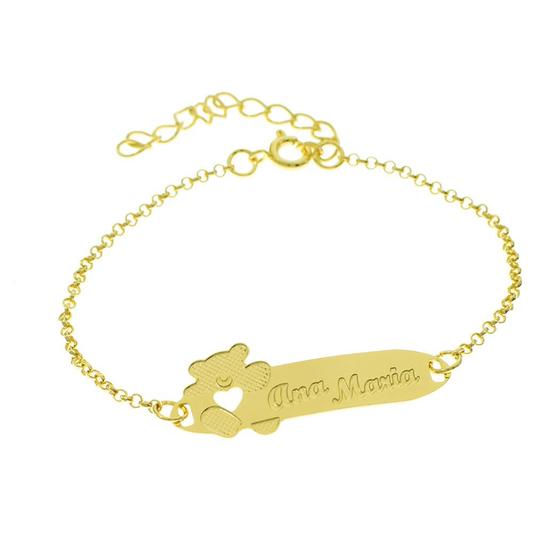 Imagem de Pulseira Infantil Nome Ana Maria Banhada Ouro 18K - 1080280