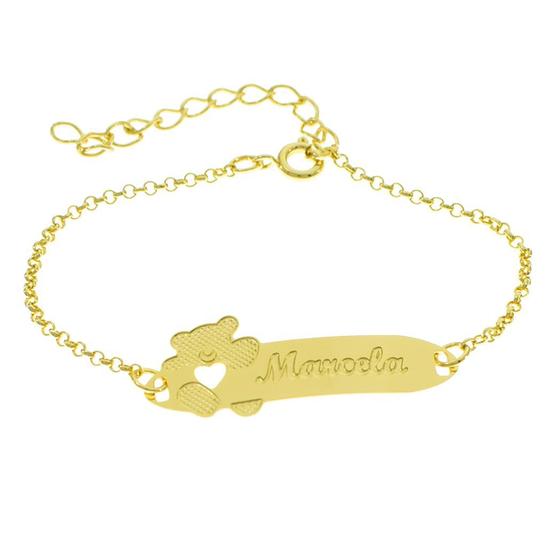 Imagem de Pulseira Infantil Nome Marcela Banhada Ouro 18K - 1080291