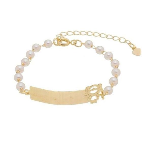 Imagem de Pulseira Infantil Perola Menina Banhada A Ouro