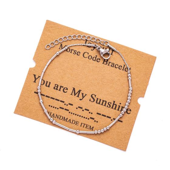 Imagem de Pulseira JoyCuff - Código Morse "You Are My Sunshine" - Prata
