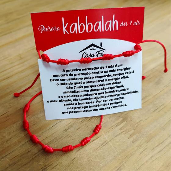 Imagem de Pulseira kabbalah vermelha sete nós de proteção