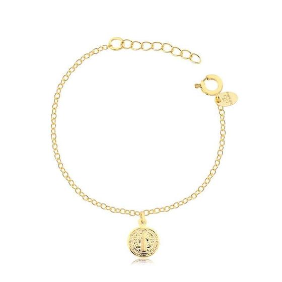 Imagem de Pulseira Kids Com Pingente São Bento Folheada A Ouro